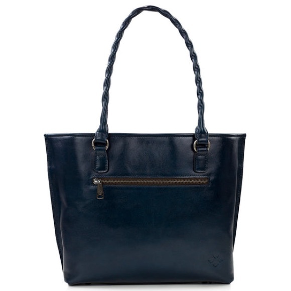 NWT-Patricia Nash-Adeline Burnished Tooled Metallic Cutout Tote-Lapis Blue-$269 - Picture 15 of 16